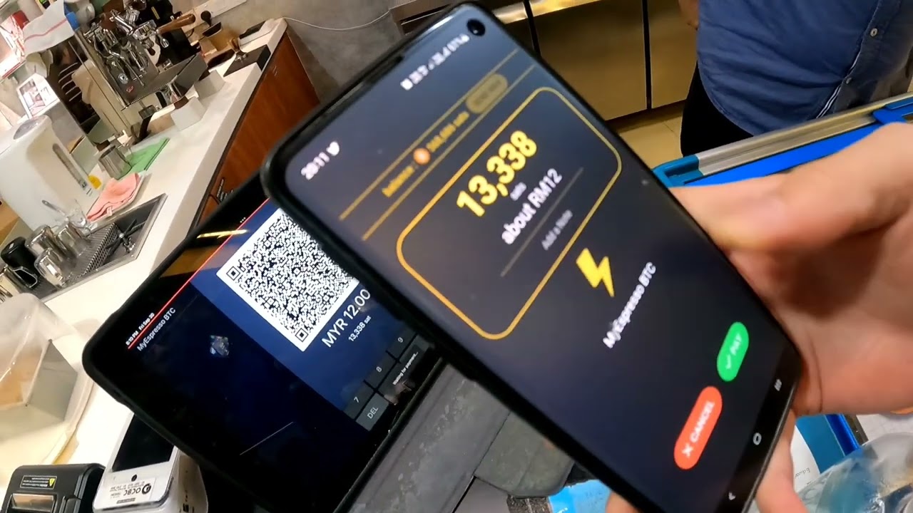 Lightning payment on the Bitcoin network. Fast and easy at MyEspresso Cafe,  Subang Jaya, Malaysia