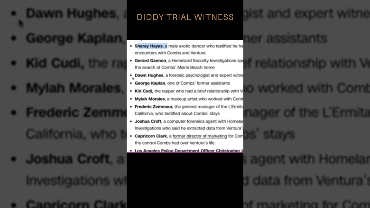 Diddy Trial. Witnesses so far 