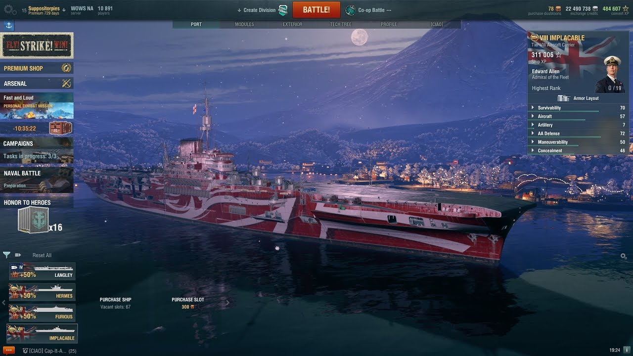 World of Warships - Tier VIII U.K. CV Implacable - Co Op Carry - 5 Kills