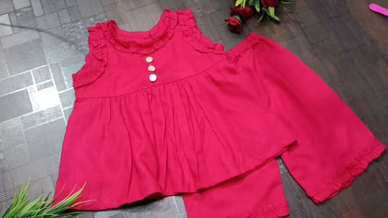  💯 आसान तरीके से बनाऐ || Stylish Baby top with palazzo| 2-4 months baby dress | 