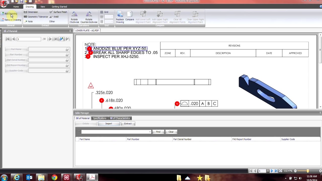 SOLIDWORKS Inspection Adding A Bill Of Materials YouTube