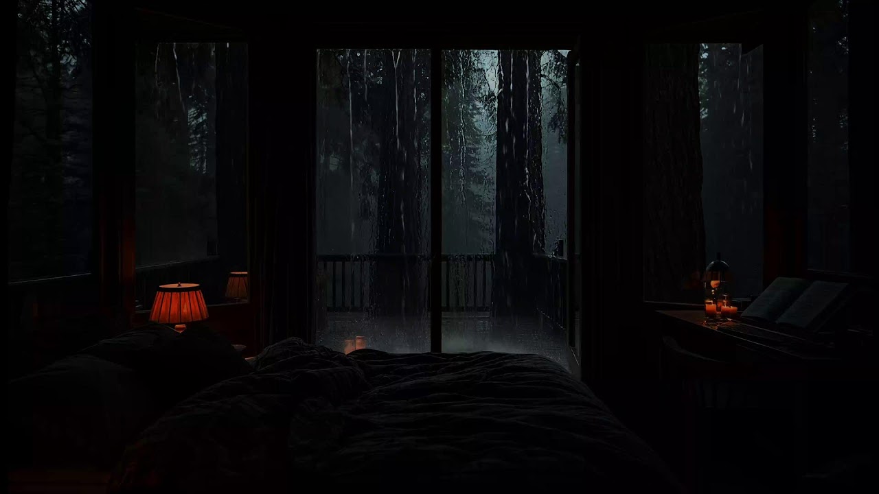 Rain Sound For Sleeping - Rain In Cabin Dark Forest | ASMR Rain Sound for Total Relaxation