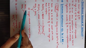 Anomalous behaviour of Beryllium and Diagonal relationship between Be and Al.
