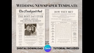 Wedding Newspaper Post | Fun Wedding Program Idea | Edit on Canva