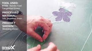 RANDIX digital flatbed cutter  | Cutting fabric for wedding dress with tangential tool (sill, linon)