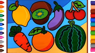 learn colors fruits and vegetables jelly painting and coloring for kids orange carrot