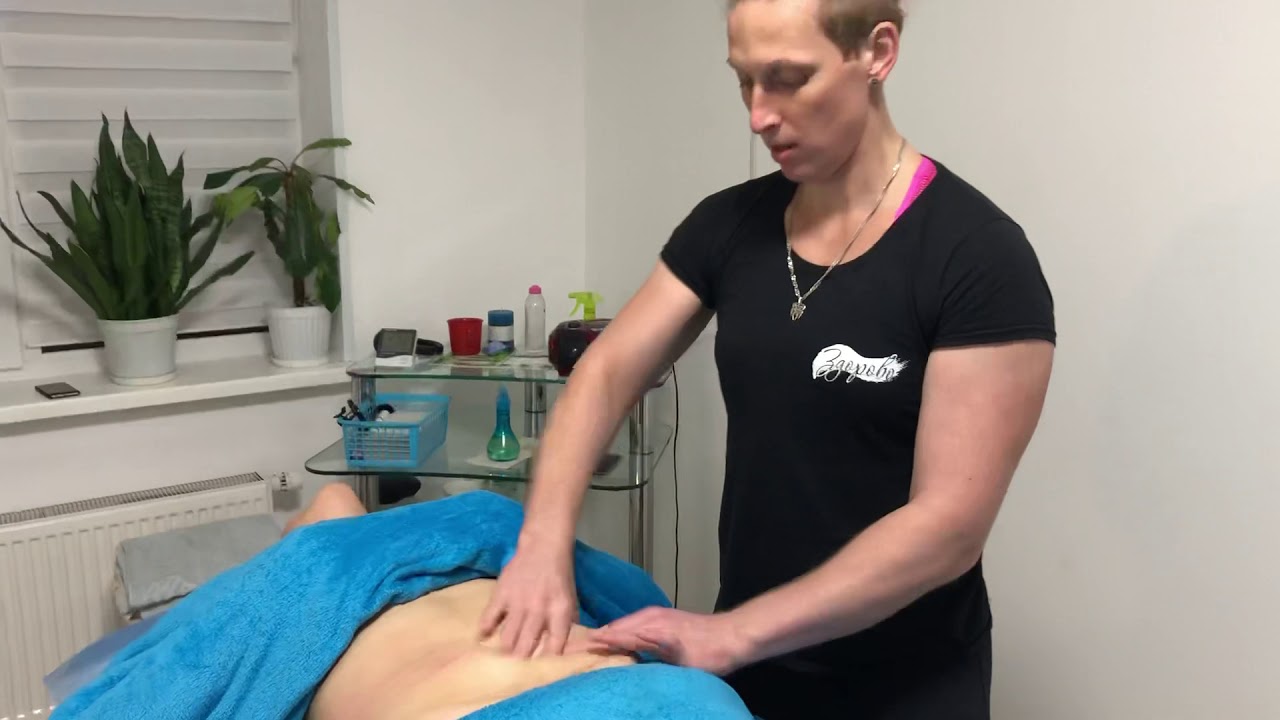 Массаж живота после родов. massage of the abdomen.