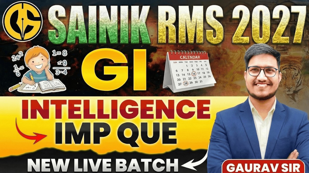 General Intelligence✅ Sainik, RMS and UPSS-2027 Class-6th and 9th🔥 by Gaurav Sir #newlivebatch2027