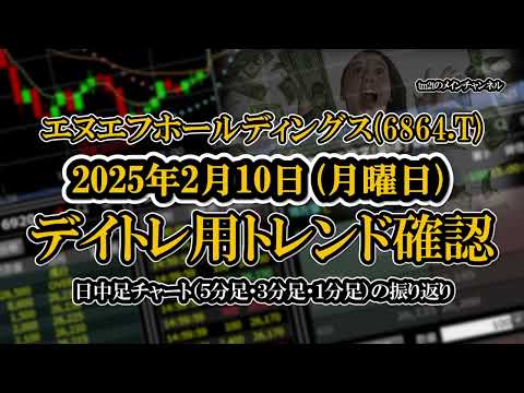 2025-02-10 ：エヌエフホールディングス(6864.T)　日中足株価チャート（５分足・３分足・１分足）