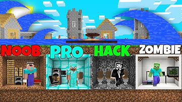 Minecraft Battle: NOOB vs PRO vs HACKER vs ZOMBIE : TSUNAMI BUNKER BUILD CHALLENGE - Animation