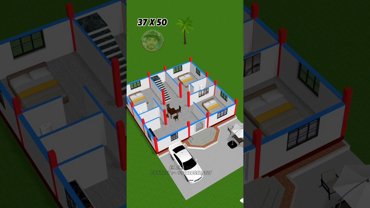 37 X 50 house plans with 🚗 car parking 