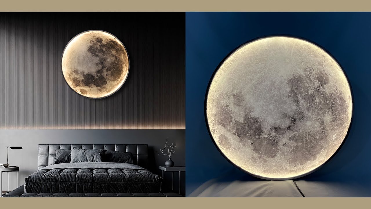 Aeyee Modern Art Deco Wall Sconce Dimmable LED Nightlight with Remote, Decorative Moon Wall Sconce