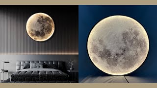 Aeyee Modern Art Deco Wall Sconce Dimmable LED Nightlight with Remote, Decorative Moon Wall Sconce