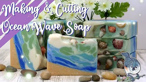 🌊🌞Making & Cutting Ocean Wave Soap: Creating a scenic design with an in-the-pot swirl