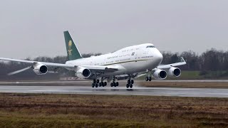 Topaz Video Ai Saudi Arabian Boeing 747 Hz-Hm1 Hz-Hm1A Takeoff And Landing Enhanced Footage