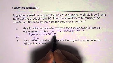 Function Notation Think about a number which is Rule and Inverse Functions Test Problem MCR3U