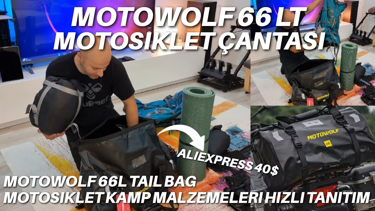 Motowolf 66 lt Motosiklet Çantası | Motosiklet Kamp Malzemeleri | Motowolf 66 L Tail Bags Unboxing