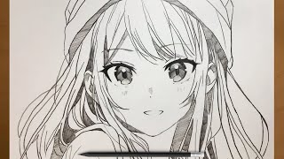 how to draw anime girl | step by step | original anime character | Wear a hat