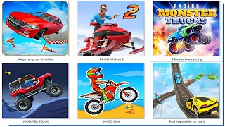 Mega ramp car simulator,MMX Hill Dash 2,Monster truck racing,MONSTER TRUCK,MOTO X3M,Real impossible screenshot 1