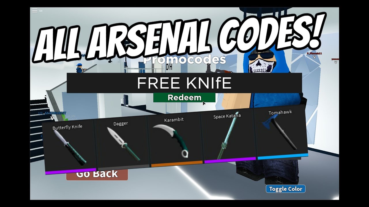 August All New Arsenal Codes All Working 2020 Roblox Youtube - roblox arsenal codes knife