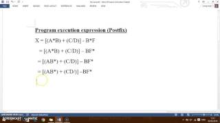 Program execution Convert to postfix notation and Stack DIagram