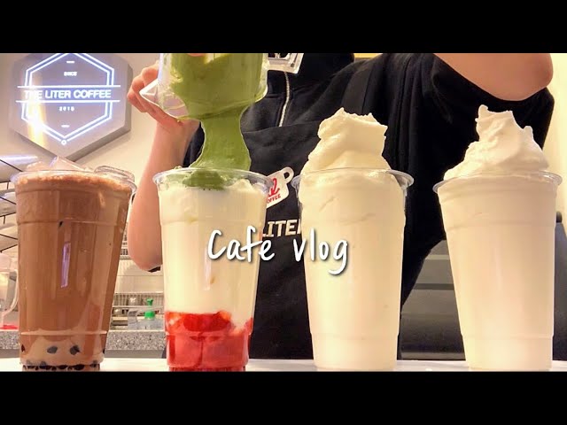 (Sub)🩵🧚‍♀️스무디가 땡기는 계절이 왔어요🧚‍♀️🩵 / cafe vlog / 카페 브이로그 / 더리터 / asmr / nobgm class=