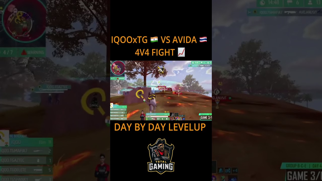 IQOOxTG 🇮🇳 VS AVIDA 🇹🇭 INTENSE  4V4 FIGHT 📈  #freefire #freefireindiatournament #tgmafia #tgdelete