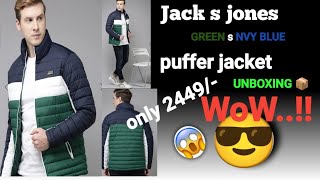 JACK s JONES Green S Navy Blue PUFFER Jacket Full Unboxing Review 📦 Only Buy Me 2449/- 🔥🔥🔥🔥2023