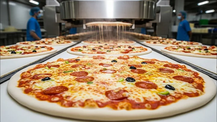 Inside a Modern Pizza Factory: From Raw Dough to Fully Baked Pizza (Full Process) 