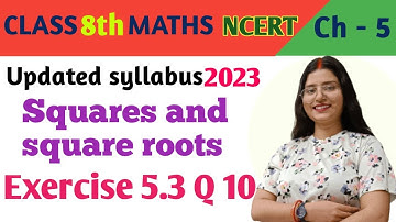 Q 10 , Ex 5.3 - Squares and square roots  - Chapter 5 - Class 8th NCERT | maths new syllabus 2023
