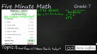 7th Grade Math Personal Financial Literacy: Family Budget