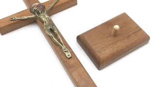 Crucifixo de Mesa São Bento Madeira Clara 23 cm