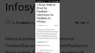 Infosys jobs 2026 #youtubeshorts #shortfeed #job #yt #viral #vlog #Yt#ytshorts