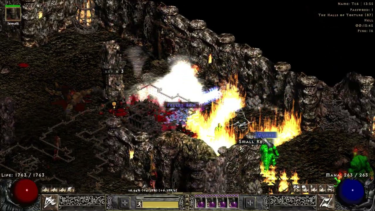 Diablo 2 Resurrected - PD2 mod Barb Throw Huge procs (fireworks)