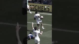 into the space, goose step and a swan dive for the try