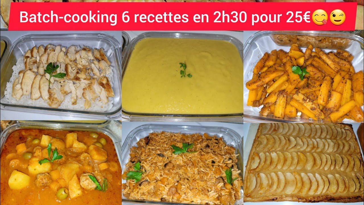 Batch-cooking en 2h30/meal prep petit budget à 25€  par semaine famille de 3 courses Leclerc 