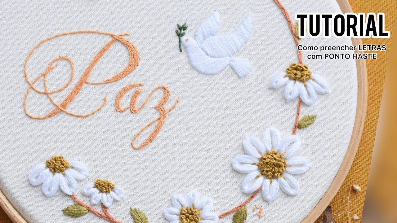 LETRAS em PONTO HASTE | Bordado iniciantes - LETTERING EMBROIDERY for beginners  stem stitch