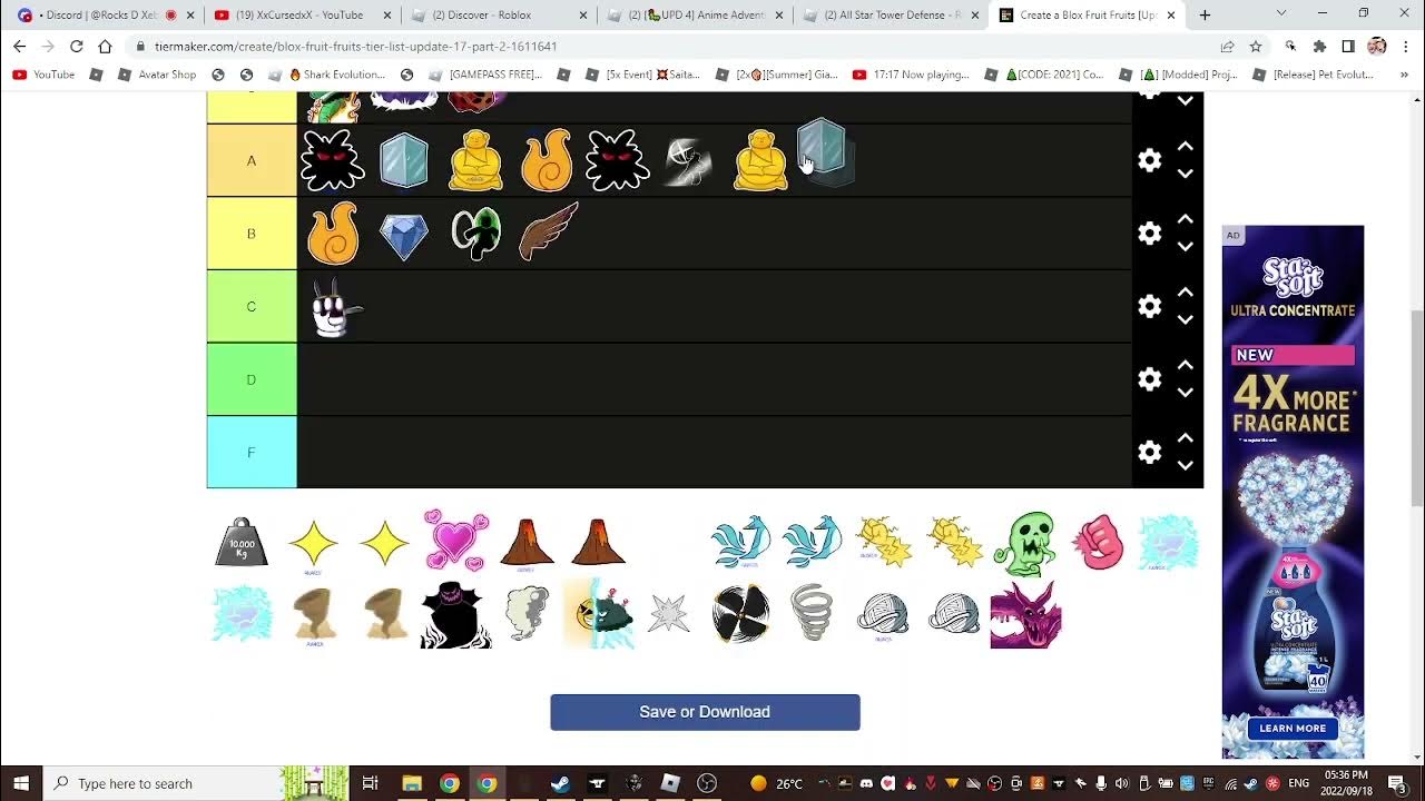 Create a Blox Fruits , Rank das frutas Tier List - TierMaker