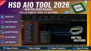 New HSD AIO Tool Beta Edition v1.02-2026 | MTK & Qualcomm Repair Tool 2026 One Click Best Solution