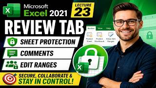 MS Excel 2021 Full Course | Lecture 23  Review Tab, Sheet Protection, Comments  | Excel in English