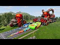 Big &amp; Small McQueen &amp; Police Car vs Zombie Mack,Giant Water Pit &amp; Hammer Downhill Race –BeamNG.drive