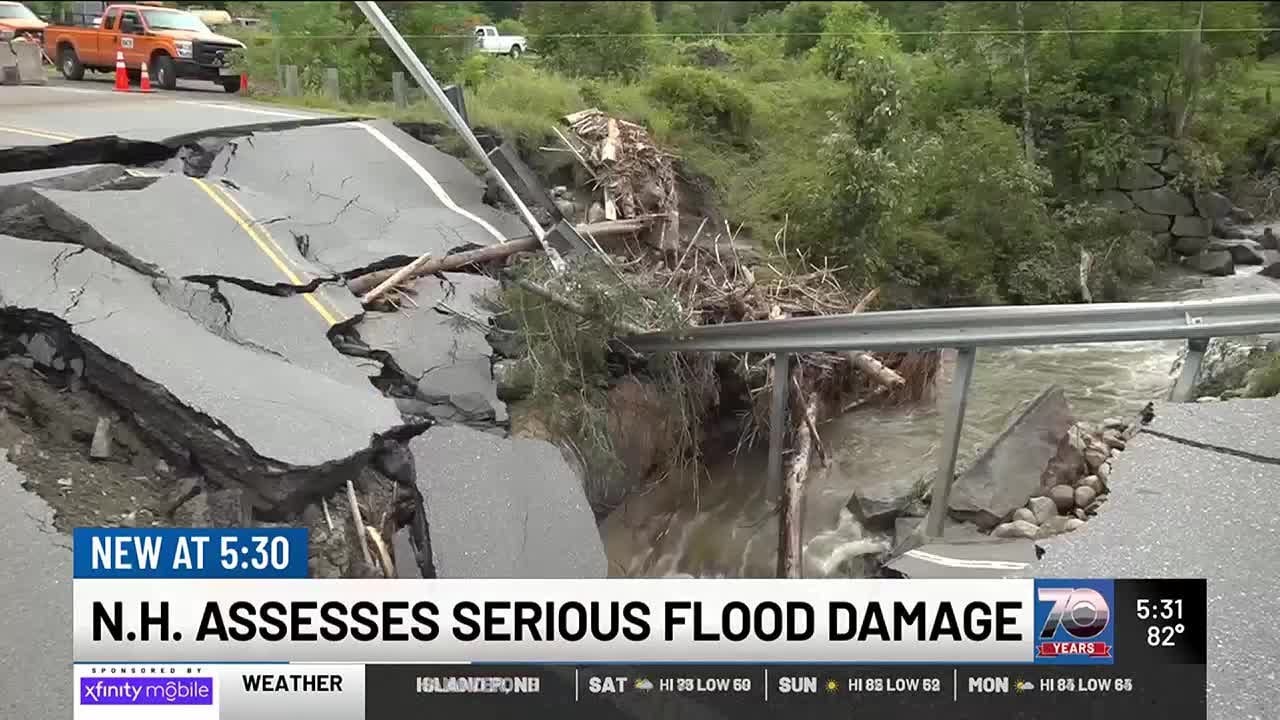 NH road crews making quick work of most flood repairs - YouTube