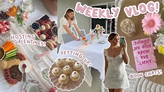 [weekly vlog] - planning a galentines party, new TBR cart & reading slump?