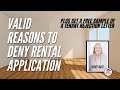 Valid Reasons to Deny Rental Application