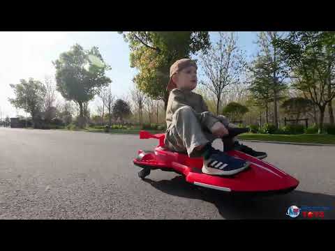 Auto Elettrica per Bambini 12V Macchina Vorticar Piroettante 2 in 1 con Sterzo 360° Effetto Fumo Musica Luci LED Telecomando Video