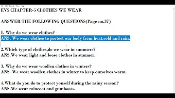 CLASS -2 EVS CHAPTER -5 CLOTHES WE WEAR