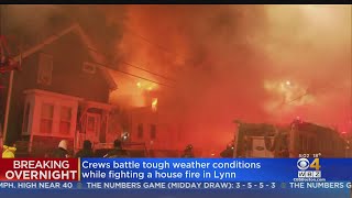 Firefighters Battle Difficult Weather Conditions As Flames Rip Through Lynn Home