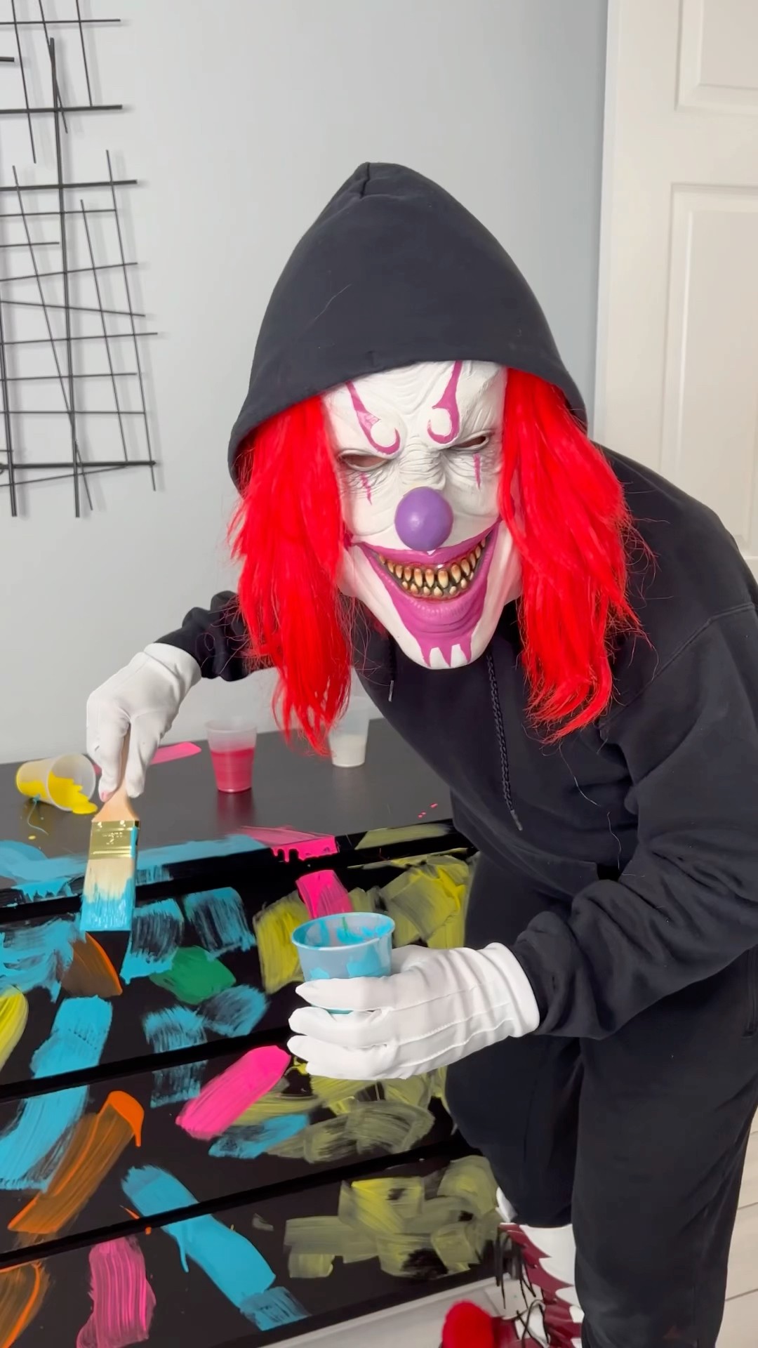 Crazy clown paints the room ? #shorts