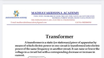 SINGLE PHASE TRANSFORMER|| ELECTRICAL MACHINES ||FREE ONLINE CLASS TNEB TRB POLYTECHNIC LECTURER EEE
