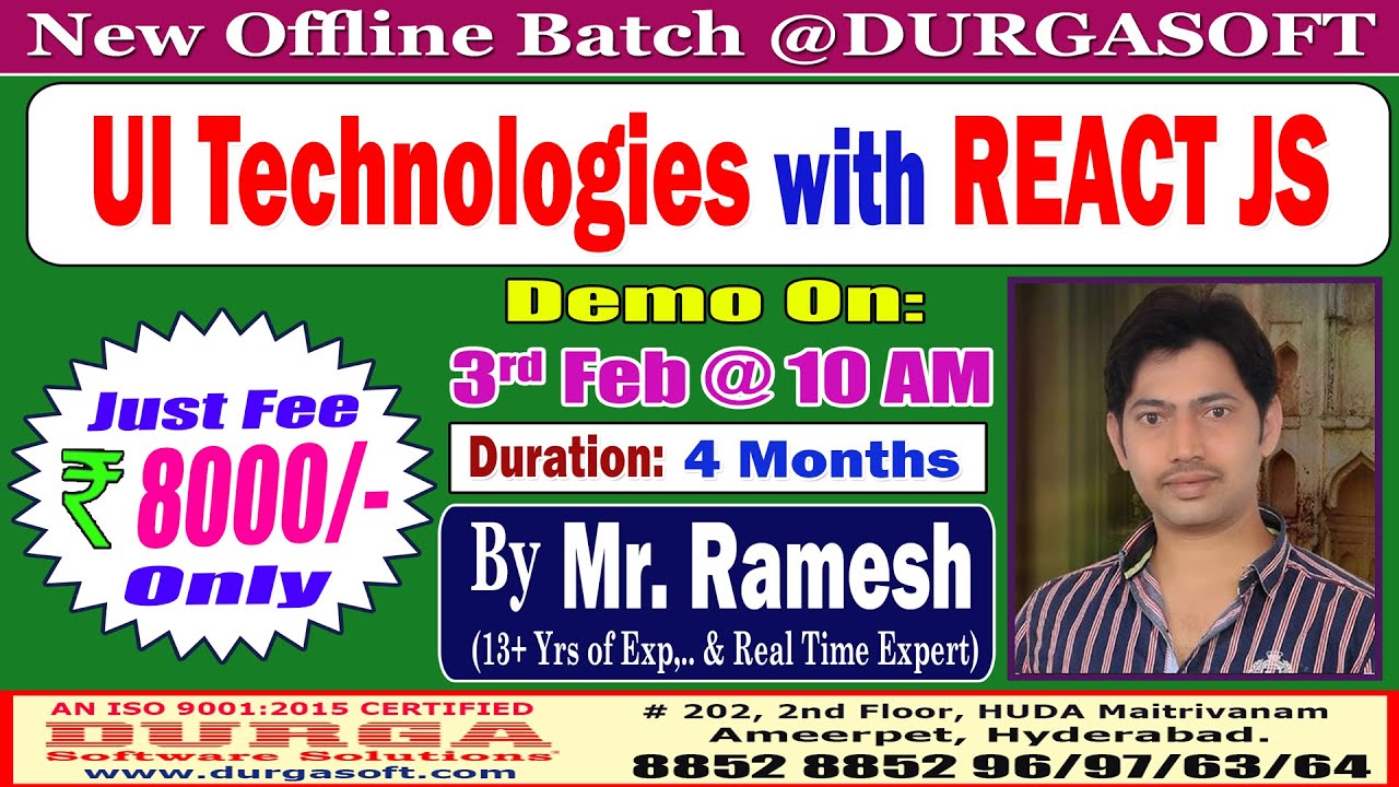 UI Technologies with REACT JS Offline Training @ DURGASOFT - YouTube